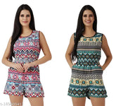 Red-Pink crepe printed net short jumpsuit for women, ideal for festive occasions, made in India