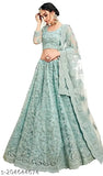 Star Colors embroidered net lehenga-choli with zari work, semi-stitched Indian bridal wear on display