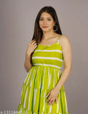 Rayon printed knee-length kurti for parties and daily wear, vibrant design on sleeveless style, size S (36 inches bust)