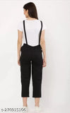 Cotton-blend black cat-print women's dungarees, short sleeves, India origin
