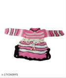 Winter wool dresses for baby girls (pack of 3), printed net pattern with long sleeves, suitable for 0-1 years