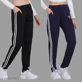 Cotton blend maxi-length black-navy urban trendy women's track pants pack of 2, perfect for everyday wear and sleep