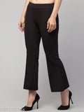 Cotton blend classic latest women's trousers, Karara belbottom, solid net, size 30/32/36 - Indian-made fashion for women