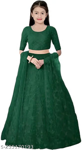 Embroidered net Lehanga Cholis for Kids, vibrant Indian ethnic wear - 3-4 or 4-5 years