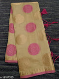 Banarasi cotton silk saree, single piece in free size, featuring zari woven net pattern from India