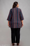 Vibrant Green-Red-Yellow Rayon Tunic, Three-Quarter Sleeves for Women, Comfortable & Stylish