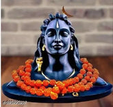 Resin Adiyogi Shiva God Idol with Rudraksha Mala, 9cm x 9cm x 7cm, for car dashboard decor or home temple. Indian-made figurine enhancing well-being and spirituality