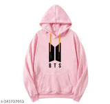 Fleece BTS printed hoodie for women, stylish fleece top with long sleeves and K-pop graphics, Indian origin