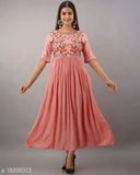 Rayon embroidered kurti with short sleeves, trendy voguish Indian fashion, single sizes M-XXL