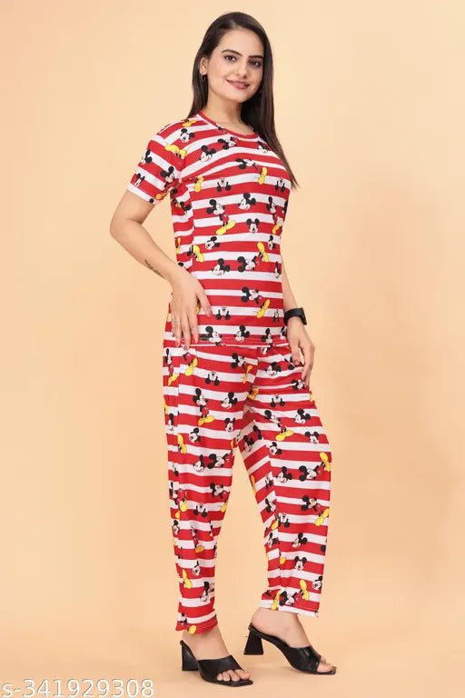 Premium quality printed nightwear dresses for women (set of 2), polycotton fabric, short sleeves