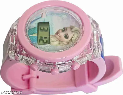 Pink silicon PIRASO Watch with digital display and pink dial, perfect for unisex, festive occasion, inspired by Disney Frozen's Elsa doll