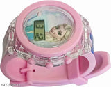 Pink silicon PIRASO Watch with digital display and pink dial, perfect for unisex, festive occasion, inspired by Disney Frozen's Elsa doll