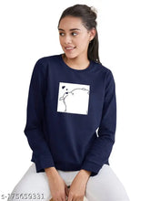 Blue fleece printed sweatshirt by eddlees, women's latest winter style with bear design, long sleeves and two pockets