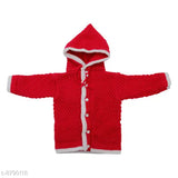 Red wool baby hoodie sweaters, cozy winter essential for 0-6 months infants, made in India