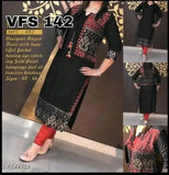 Women's black printed rayon kurti, three-quarter sleeves, rayon fabric, Indian traditional clothing