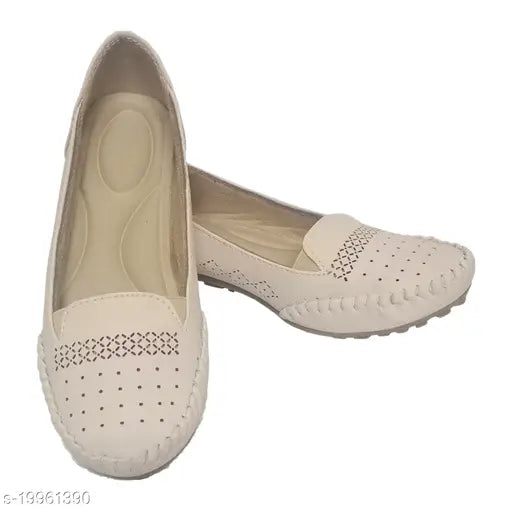 Cream synthetic Saanvishubh ballerinas - stylish casual shoes for women & girls, perfect blend of comfort and style
