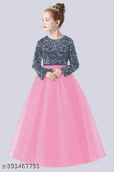 Embroidered net sequin gown dress, festive season long sleeve, girls size 3-16, ready for functions & parties, India