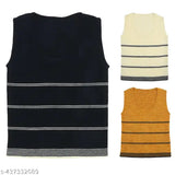 Acrylic striped sweater vest pack for kids: 3 pieces (6-7yrs, 4-5yrs, 3-4yrs), Indian made