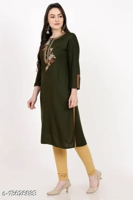 Rayon embroidered kurti for women, vibrant Indian fashion in XL, XXL