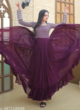 Purple Georgette Fancy Kurti with Sequin Work, Indian designer gown for parties or weddings