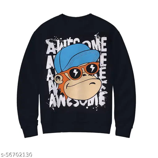 Boys' cotton blend hoodie, printed design for winter kids wear, long sleeves, India origin