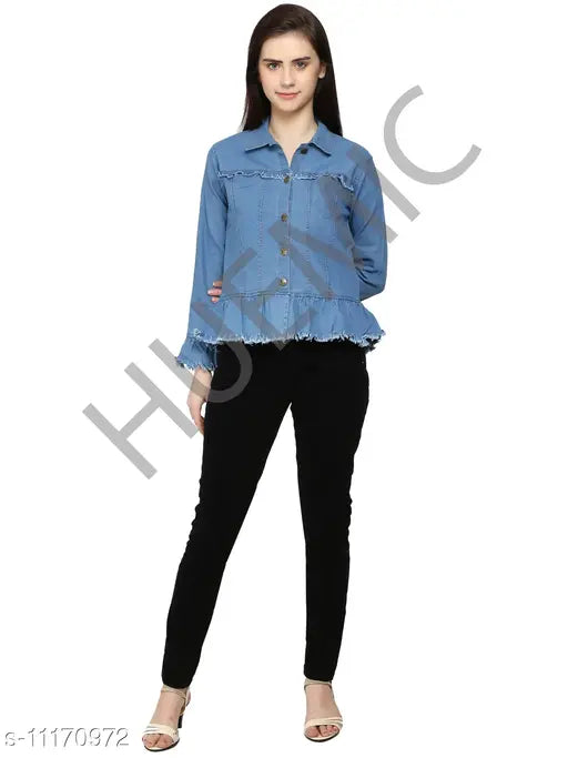 Solid denim Trandy jacket, long sleeves, India-made apparel for men's size S, M, L