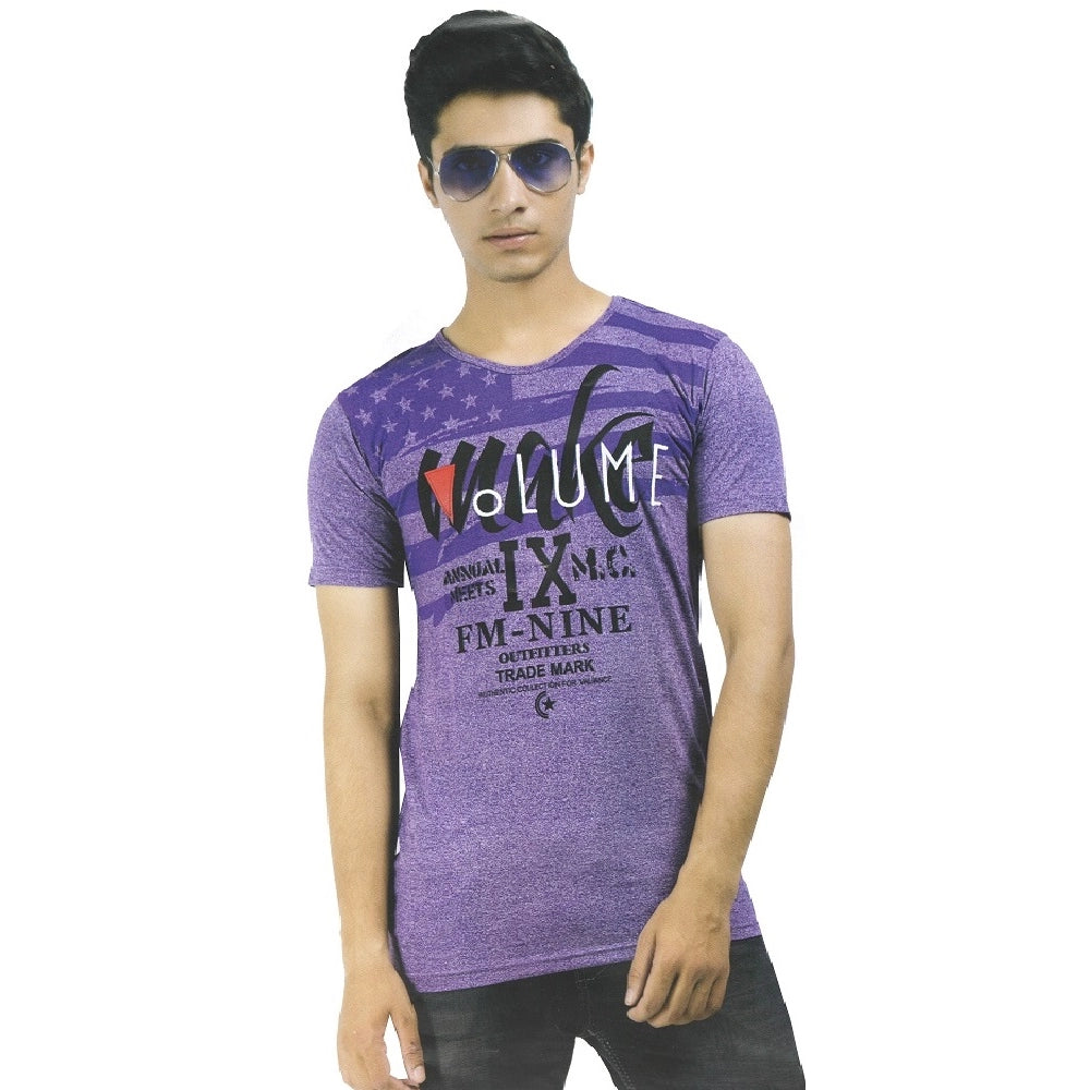 Violet hosiery men's printed t-shirt (XS), round neck, half sleeve - fashionable menswear for casual style