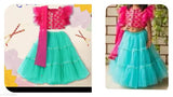 Best selling ethnic net lehenga choli for kids, vibrant Indian attire in multiple sizes 2-3, 3-4, 4-5, 5-6, 6-7 years
