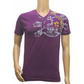 Violet hosiery mix printed men's t-shirt (V neck, half sleeve), vibrant violet apparel for men