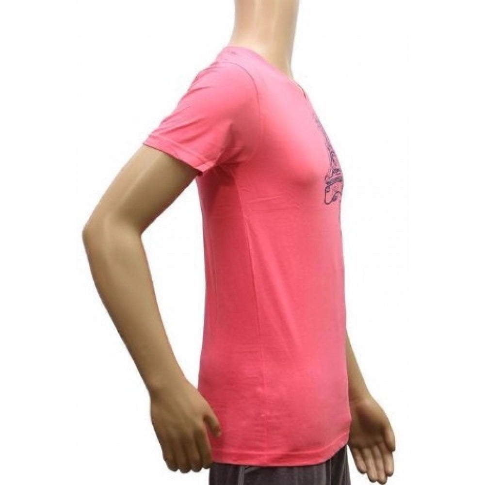 Dark Pink hosiery mix men's printed t-shirt (V neck, half sleeve) - fashionable men's apparel for casual wear