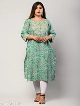 Plus size floral print cotton kurta, three-quarter sleeves, printed combo, XL/9XL