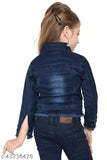 Blue denim jacket & coat for girls, solid pattern, long sleeves, 12-13 years size, Indian origin