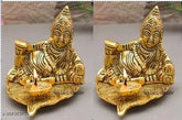 Metal Kuber Deepak murti set of 2 for money and vastu, Indian home decoration for showpiece or office decoration