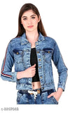 Stylish denim tiranga patti jacket, solid net three-quarter sleeves, Indian made women's jacket