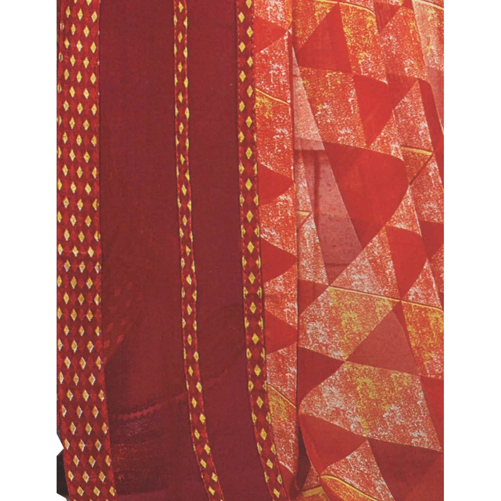 Red Georgette Digital Printed Saree (6.25m), soft and stylish traditional Indian wear