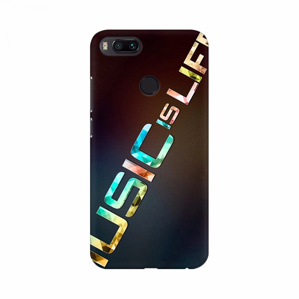 Black text mobile case with music-themed design, lightweight and scratch-resistant, suitable for all phones