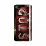 Black text stop text pattern mobile case, lightweight, compatible with all phones, protects from scratches and bumps