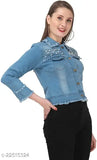 Denim Alisha Fabulous Women ethnic jacket, solid combo and long sleeves, Indian-made jacket on model