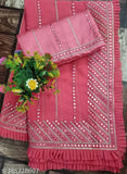 Georgette sari with 9mm sequin embroidery, perfect for parties, festivals, and weddings. Embellished blouse in satin fabric