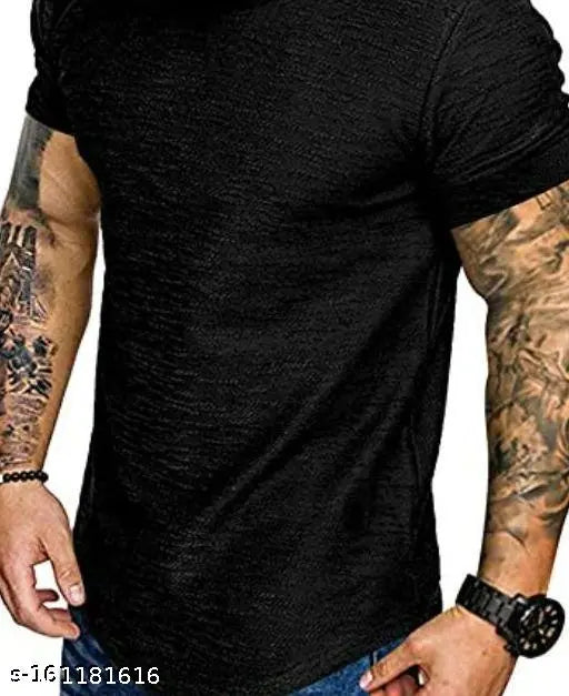 Bell Paper Men's Cotton Long Sleeve Solid Polo Neck T-shirt, great for hip hop streetwear & athletic activities. Machine washable, moisture wicking fabric ensures comfort during exercise