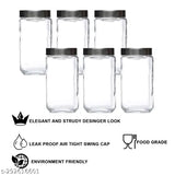 Transparent airtight 1L glass cube jars for kitchen storage, pack of 6 - ideal for dry fruit storage