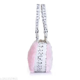 Stylish fur sling bag with printed net pattern, ideal for girls and women accessories, authentic Indian-made clutch bag (N), free size (L: 12in, W: 12in)