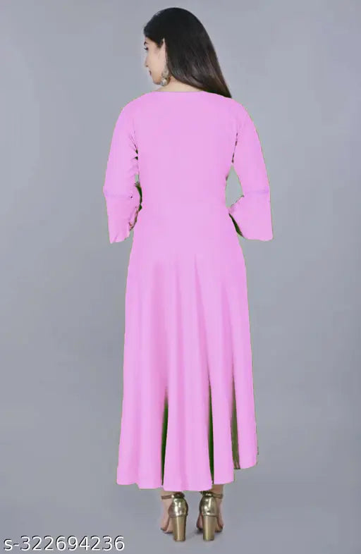 Rayon ethnic kurti for women, traditional design with modern twist, solid pattern, three-quarter sleeves, perfect for any occasion, India origin