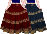 Block printed rayon ethnic skirts for women, set of 2 from Kashvi Fabulous