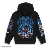 Wool printed hoodie, long sleeves, 'k1PRINTED' design, size S-XL, Indian made