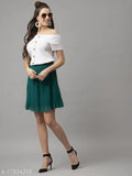 Green polyester solid-pattern pleated skirt for women, Style Quotient brand, India origin