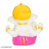 Multicolor eco-friendly polyresin Lord Ganesha figurine, 7cm x 5cm, decorative home item for pooja rooms or offices, intricately detailed and hand painted with bright colors, country of origin: India