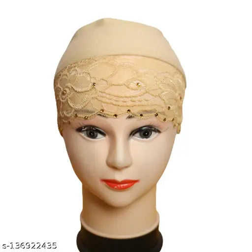 Stone cotton head wrap with self-design pattern, named Stone Under Hijab Cap/Inner Cap/Undescarf/Hrad Wrap from India