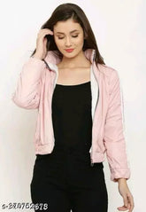 Pink acrylic long sleeve jacket, solid pattern, size XS (bust 34in, length 20in), from India