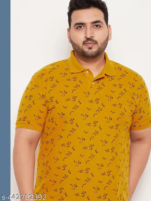 GET Golf Men's cotton blend polo t-shirt, printed all-over design, short sleeves, plus sizes available